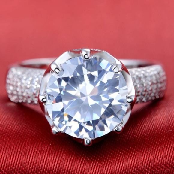 QUEEN CROWN 925 STERLING SILVER DIAMOND RING - Picture 3 of 7